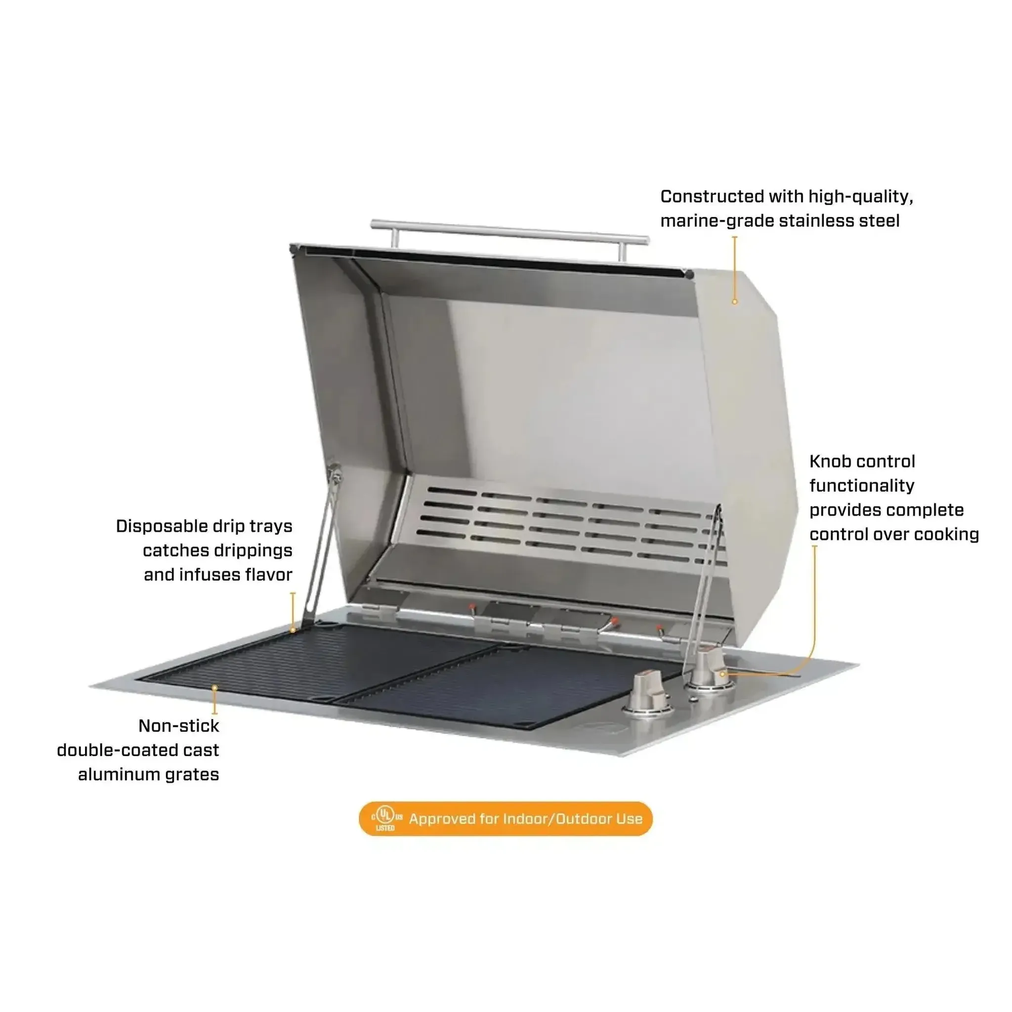 Kenyon Texan 30" 2-Burner Single-Lid Built-In 208V Electric Grill With Knob Control - Image 5