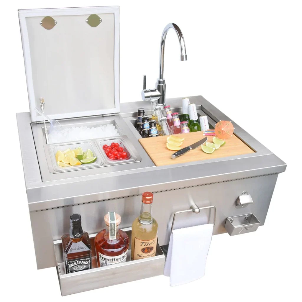 Kokomo Grills 30" Built-in Bartender Cocktail Station With Sink Bottle Opener and Ice Chest - Image 7