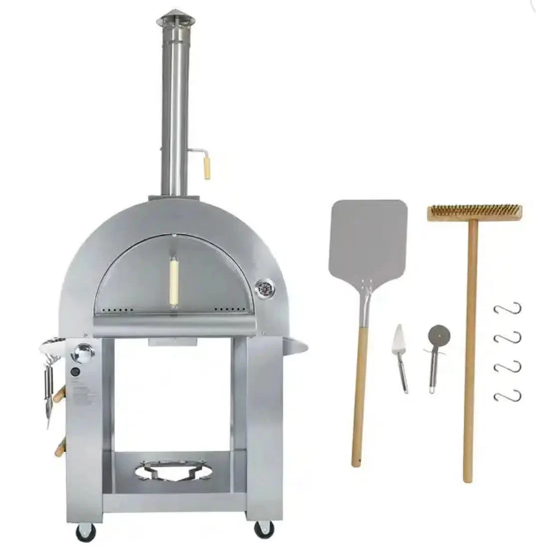 Kokomo Grills 32" Stainless Steel Dual Fuel Natural Gas or Wood Fired Pizza Oven - Image 4