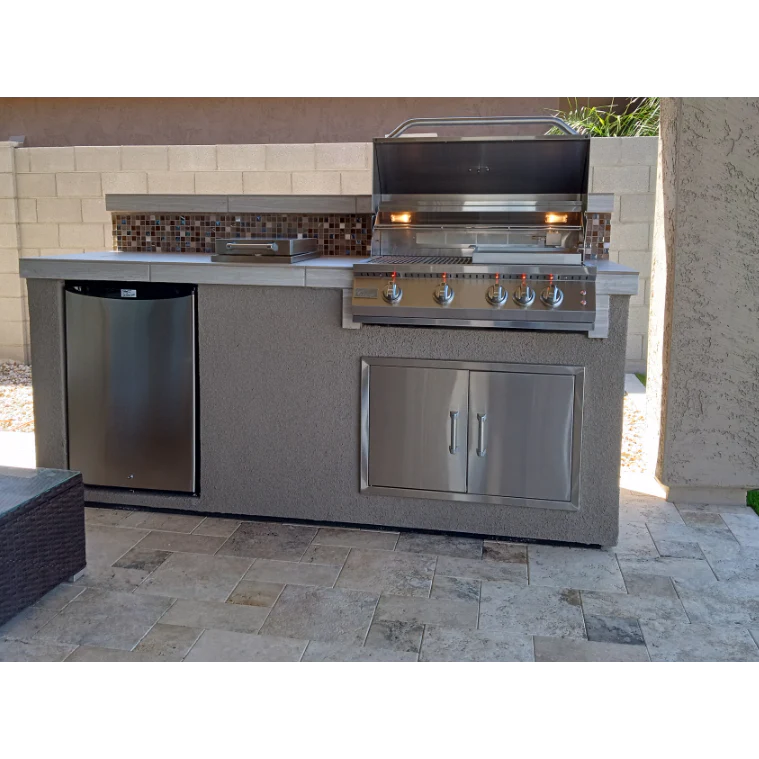 Kokomo Grills Bali 7'6" Liquid Propane Gas Island With Backsplash and Built-in BBQ Grill - Image 4
