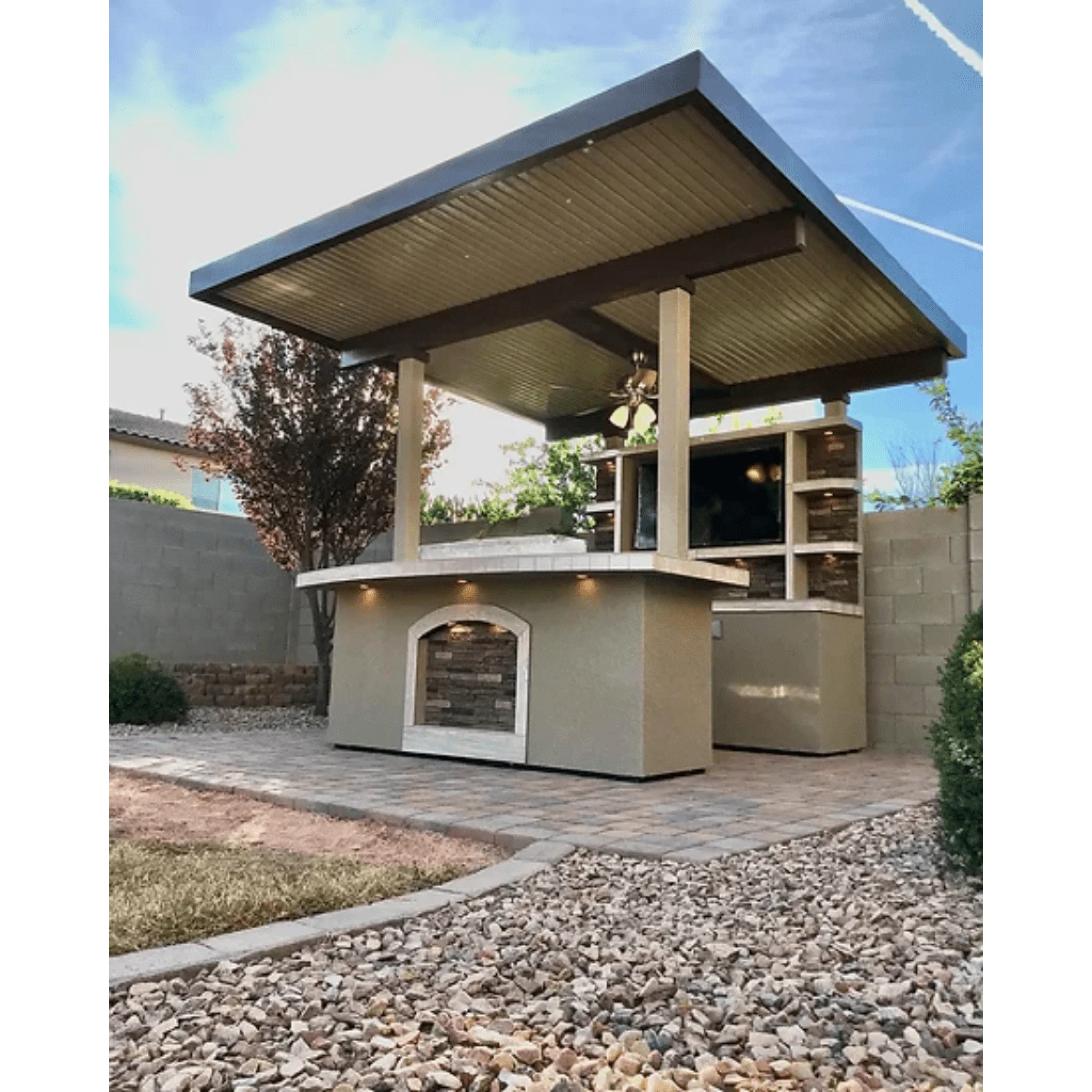 Kokomo Grills St. Croix Natural Gas BBQ Island Outdoor Kitchen With Built-in BBQ Grill and 12x12 Patio Cover - Image 4