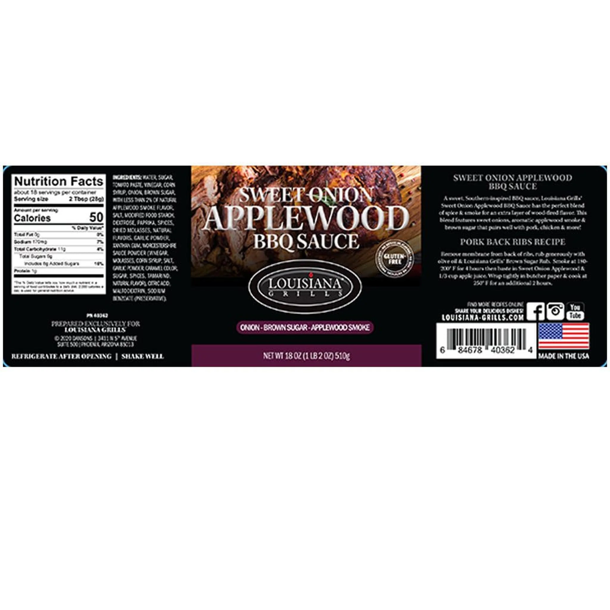 Louisiana Grills 18 Oz Sweet Onion Applewood BBQ Sauce - Image 2