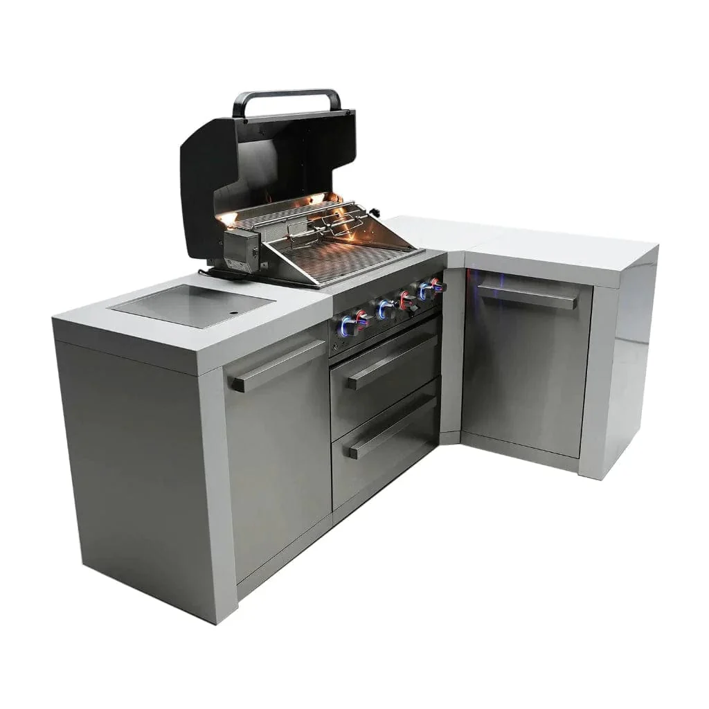 Mont Alpi 400 Deluxe 90 Degree Gas Island Grill with Infrared Side Burner & Rotisserie Kit - Image 4