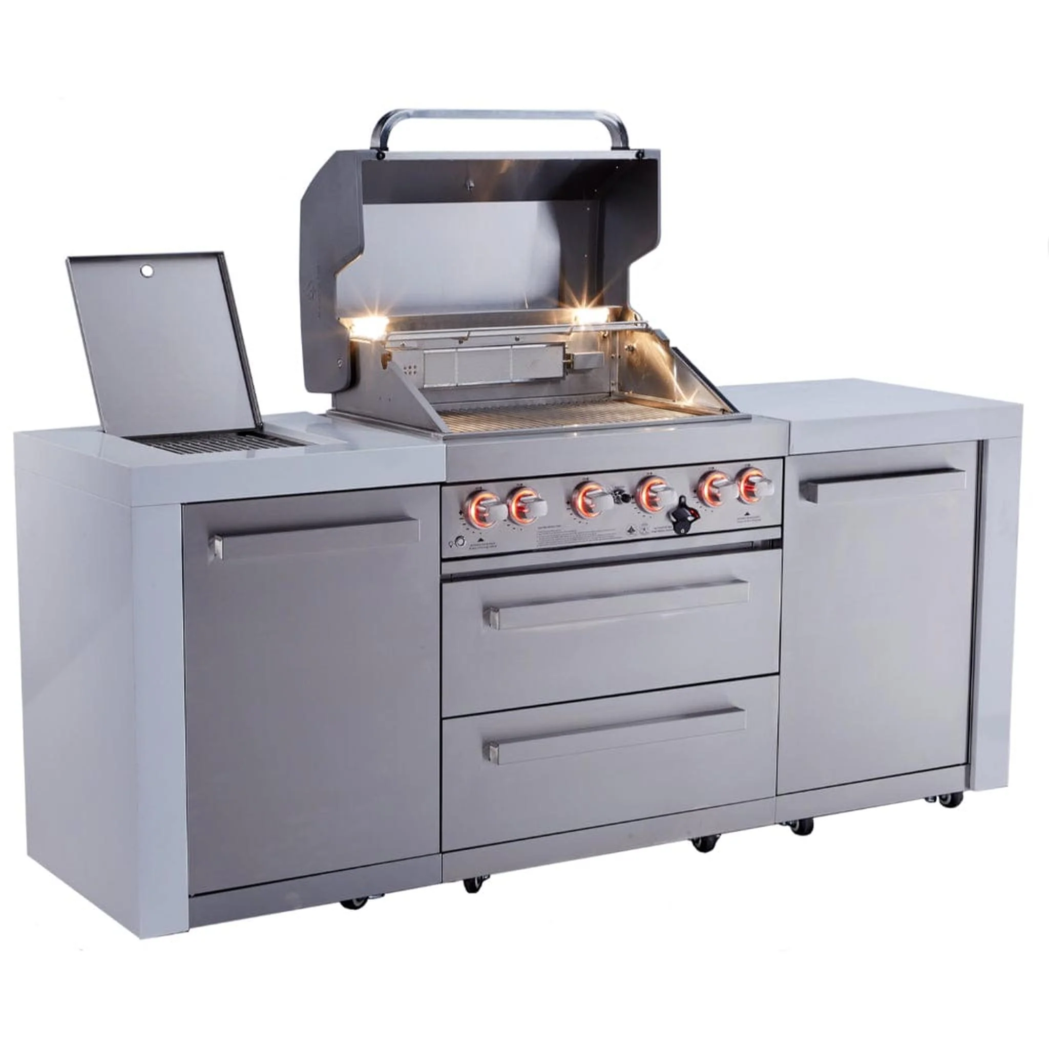 Mont Alpi 400 Deluxe Gas Island Grill with Infrared Side Burner & Rotisserie Kit - Image 4