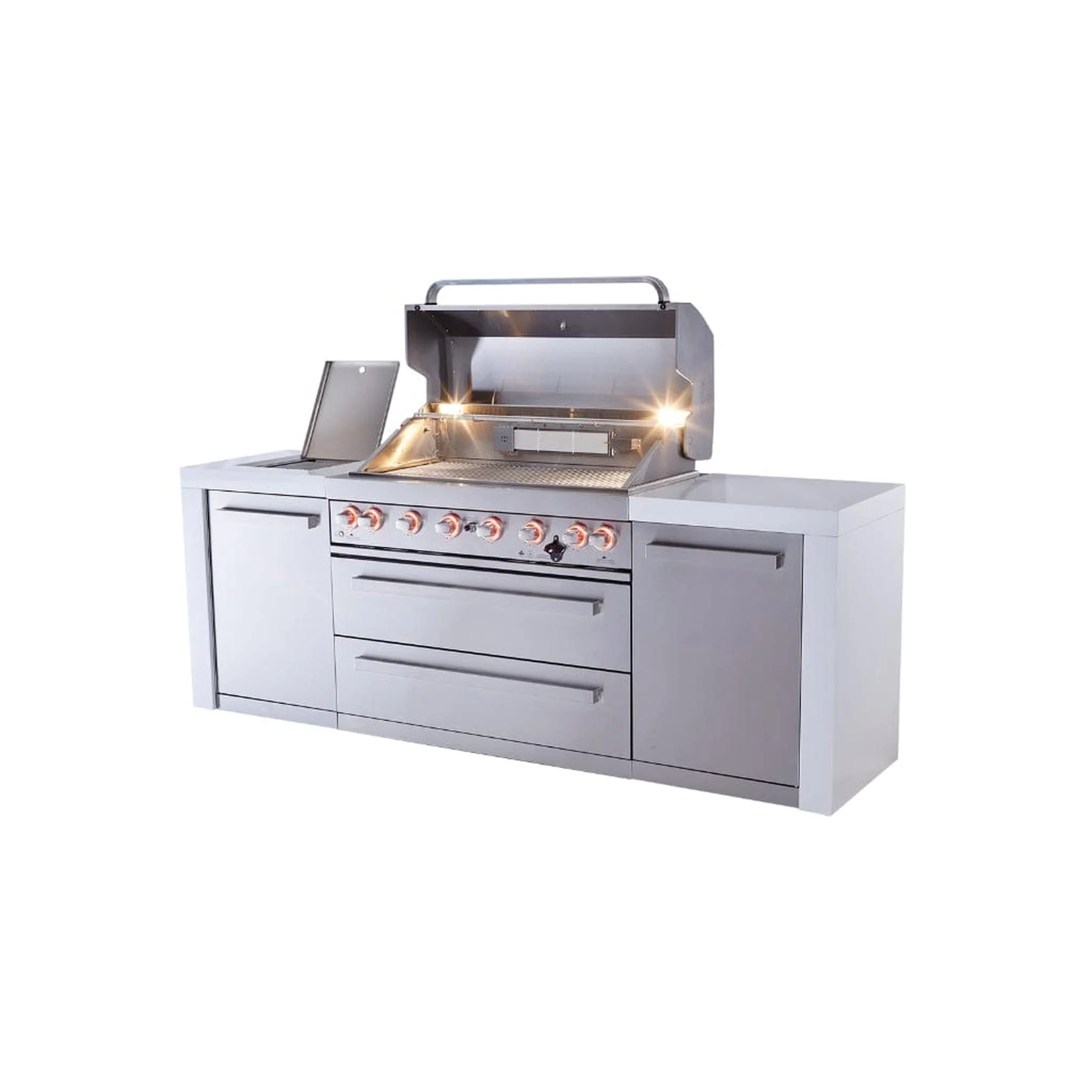 Mont Alpi 805 Deluxe Gas Island Grill with Infrared Side Burner & Rotisserie Kit - Image 8