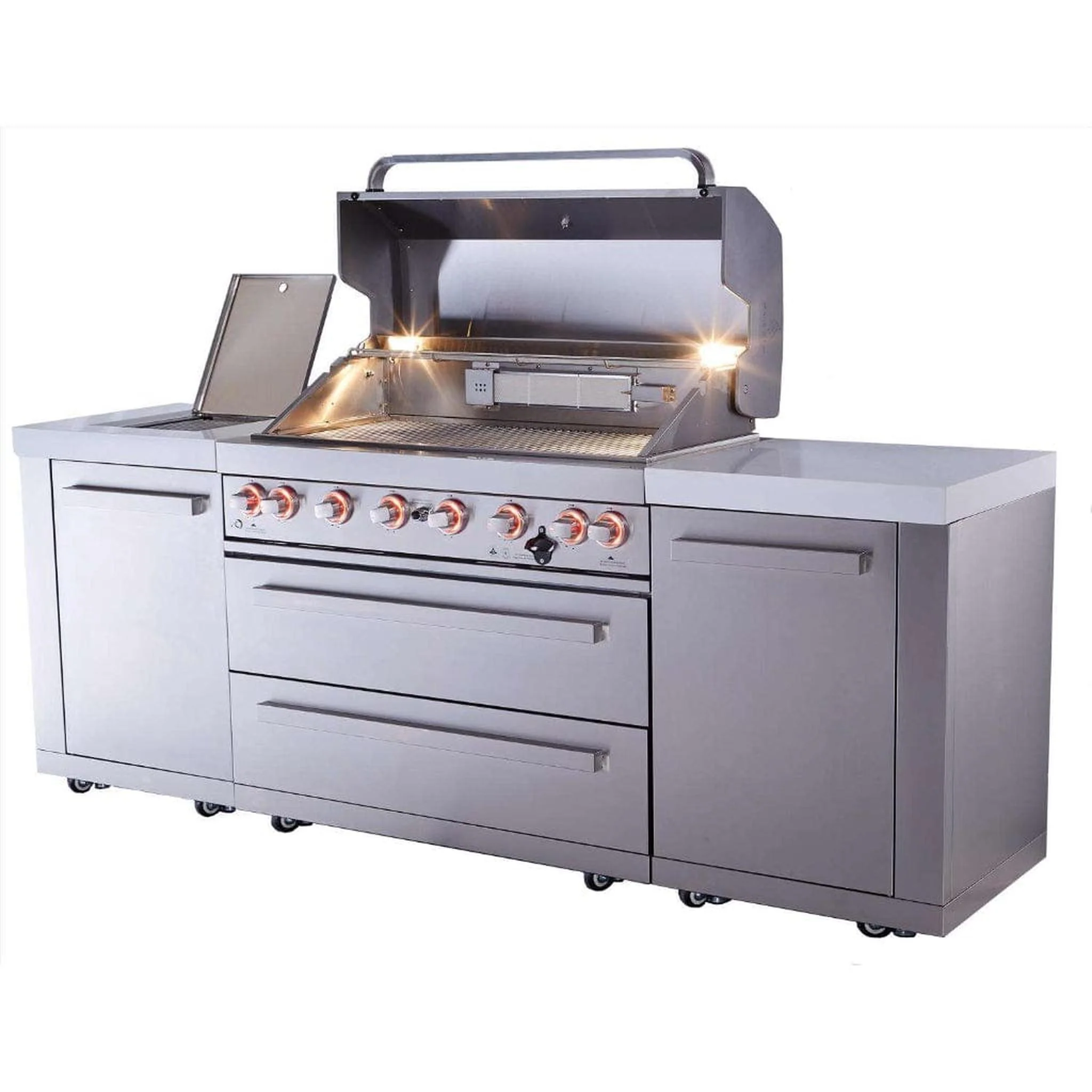 Mont Alpi 805 Gas Island Grill with Infrared Side Burner - Image 8