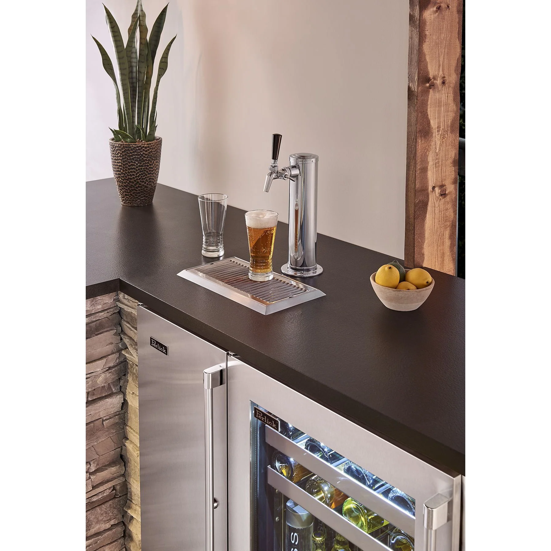Perlick Signature Series 15" Outdoor Keg Dispenser with Fully Integrated Panel-Ready Solid Door Hinge Left with Lock - Image 2