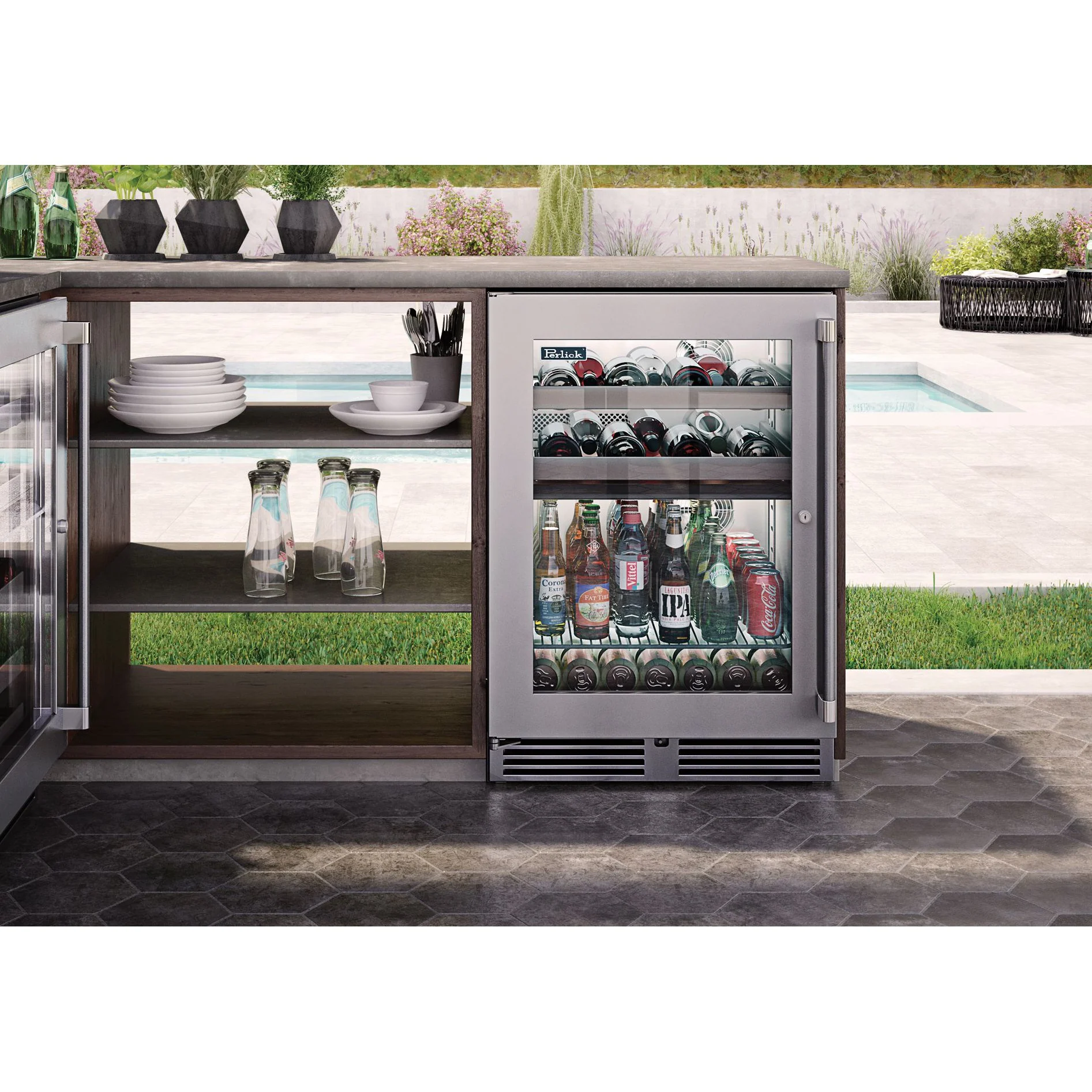 Perlick Signature Series 24" Marine Grade Dual-Zone Refrigerator/Wine Reserve with Fully Integrated Panel-Ready Solid Door Hinge Right with Lock - Image 2