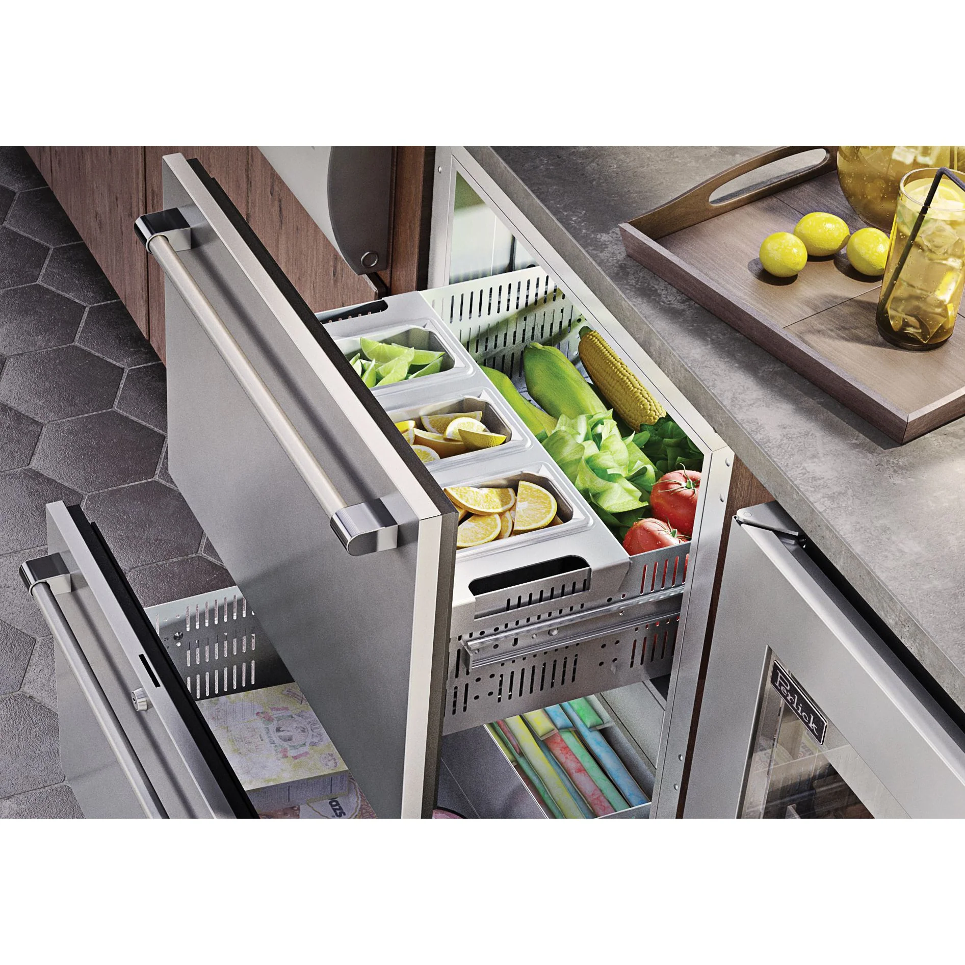 Perlick Signature Series 24" Marine Grade Refrigerator Drawers Fully Integrated Panel-Ready with Lock - Image 3