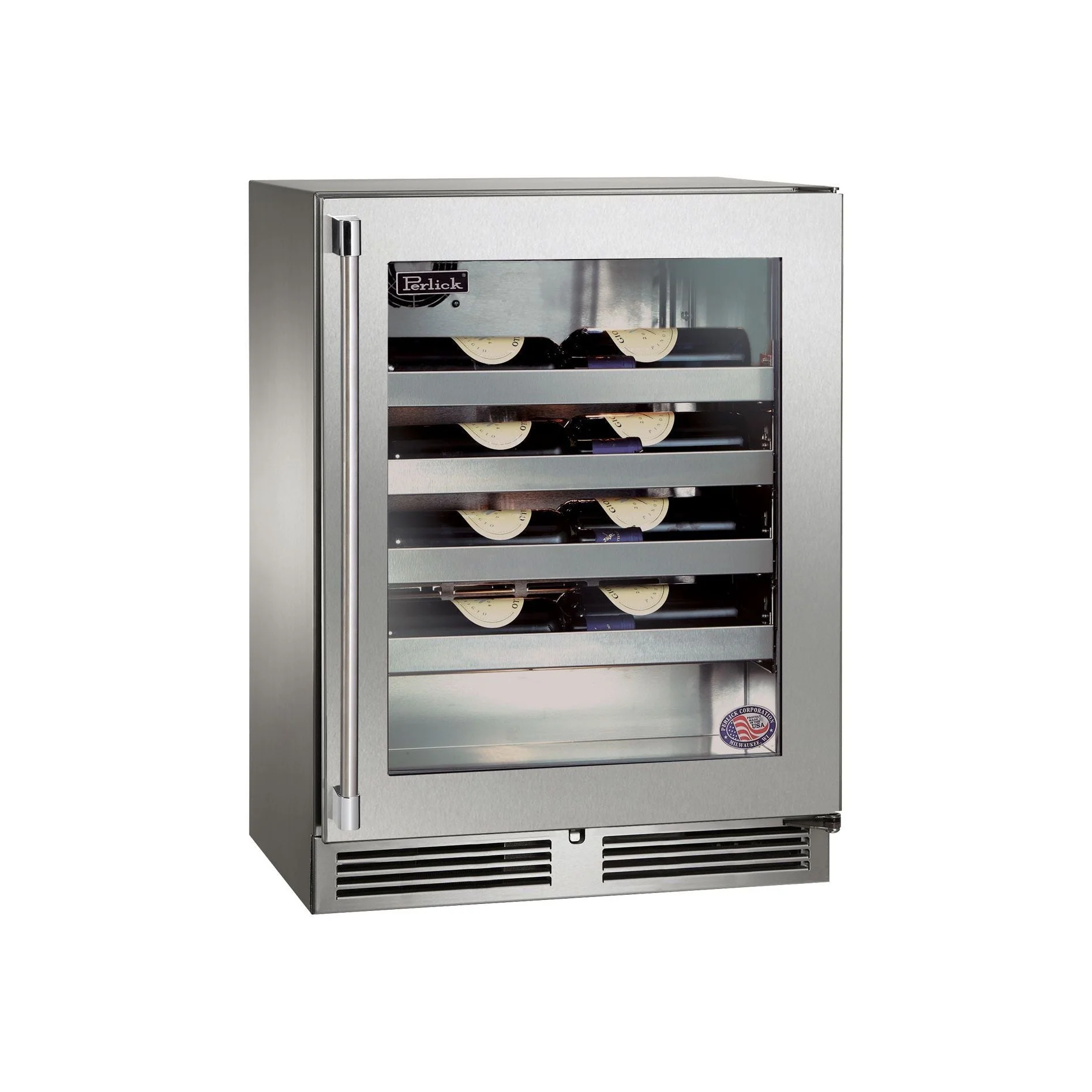 Perlick Signature Series 24" Marine Shallow Sottile Wine Reserve with Fully Integrated Panel-Ready Solid Door Hinge Right