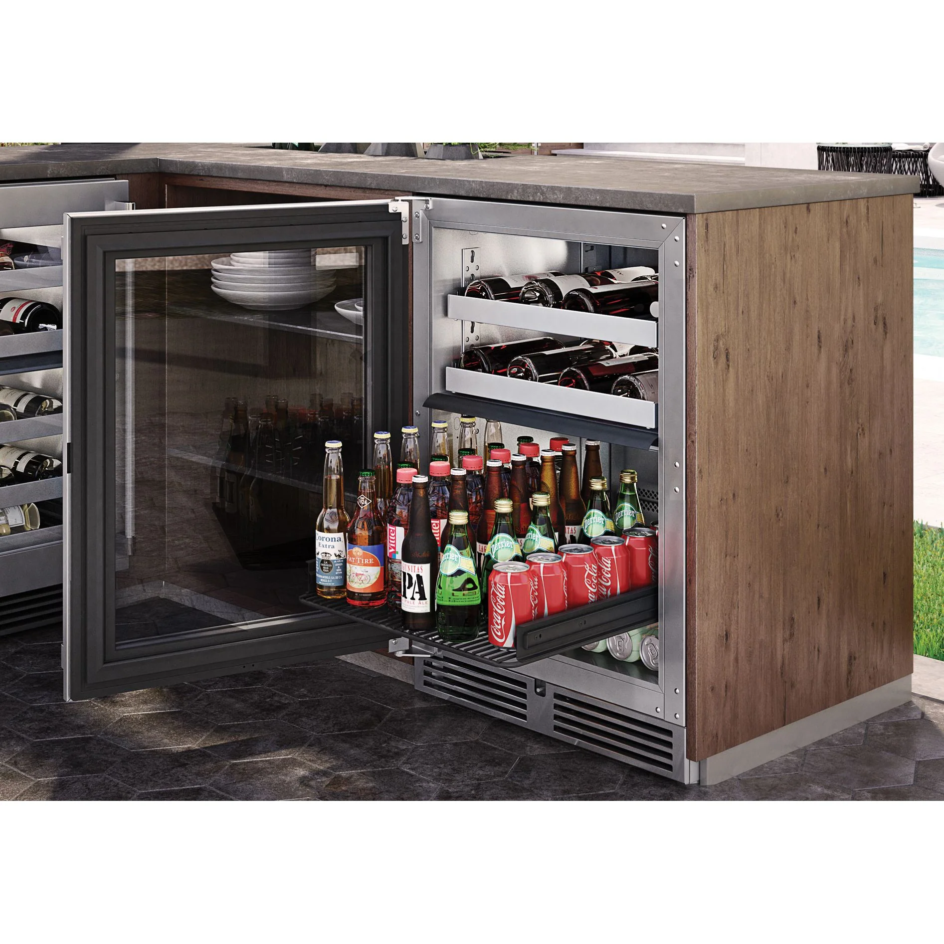 Perlick Signature Series 24" Outdoor Dual-Zone Refrigerator/Wine Reserve with Fully Integrated Panel-Ready Solid Door Hinge Right - Image 3