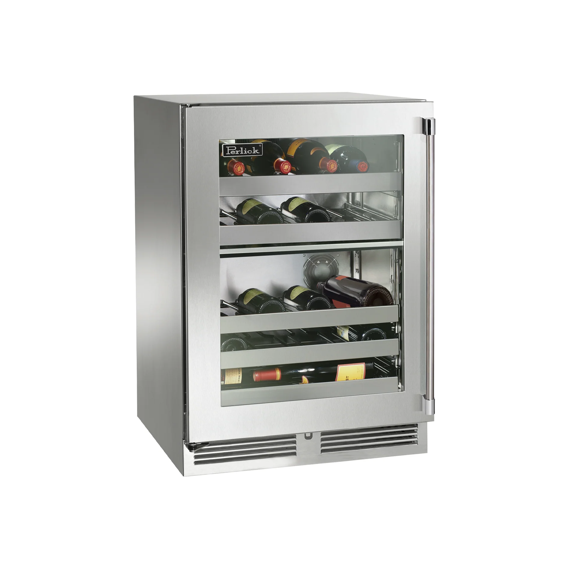 Perlick Signature Series 24" Outdoor Dual-Zone Wine Reserve with Fully Integrated Panel-Ready Solid Door Hinge Right