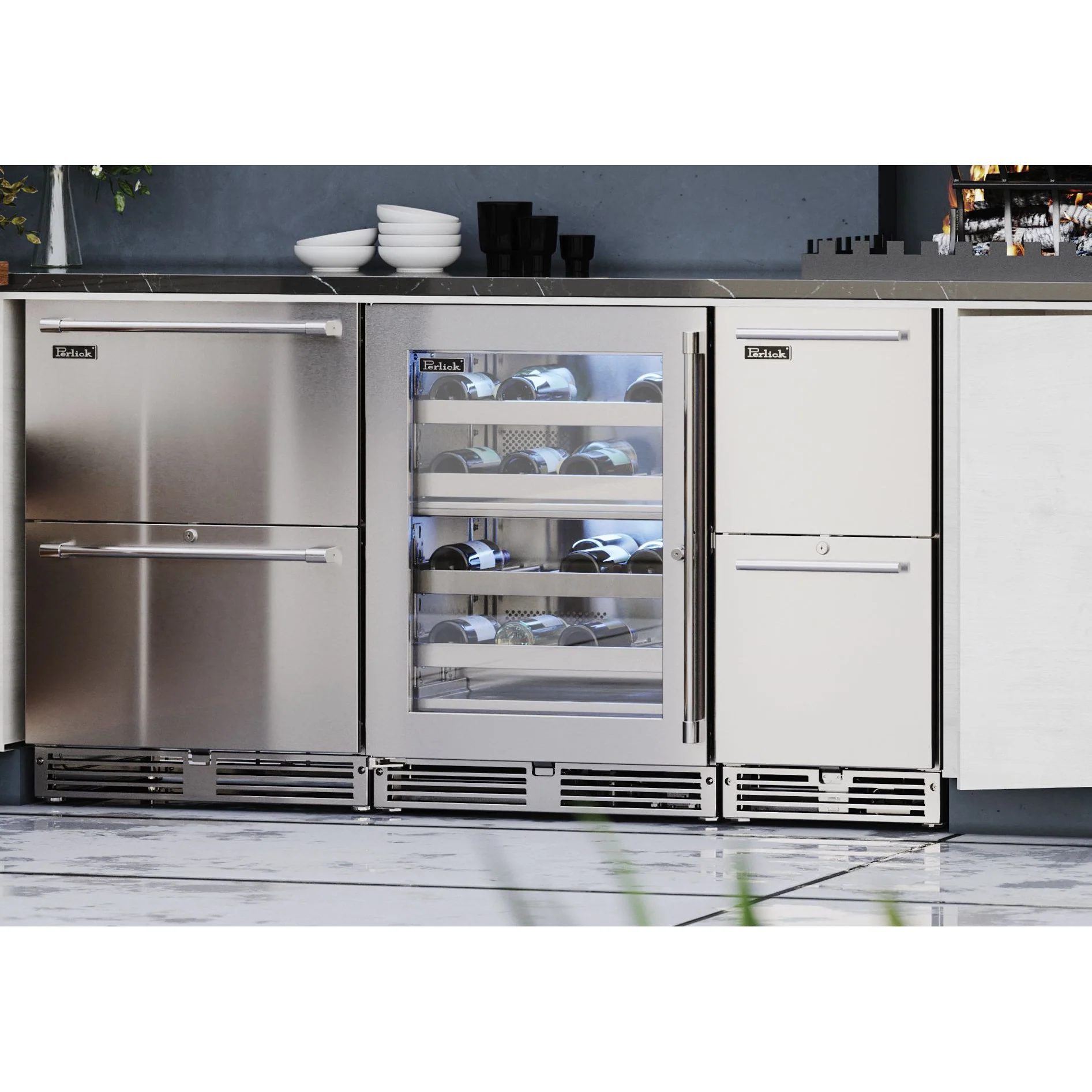 Perlick Signature Series 24" Outdoor Dual-Zone Wine Reserve with Stainless Steel Solid Door Hinge Left - Image 3