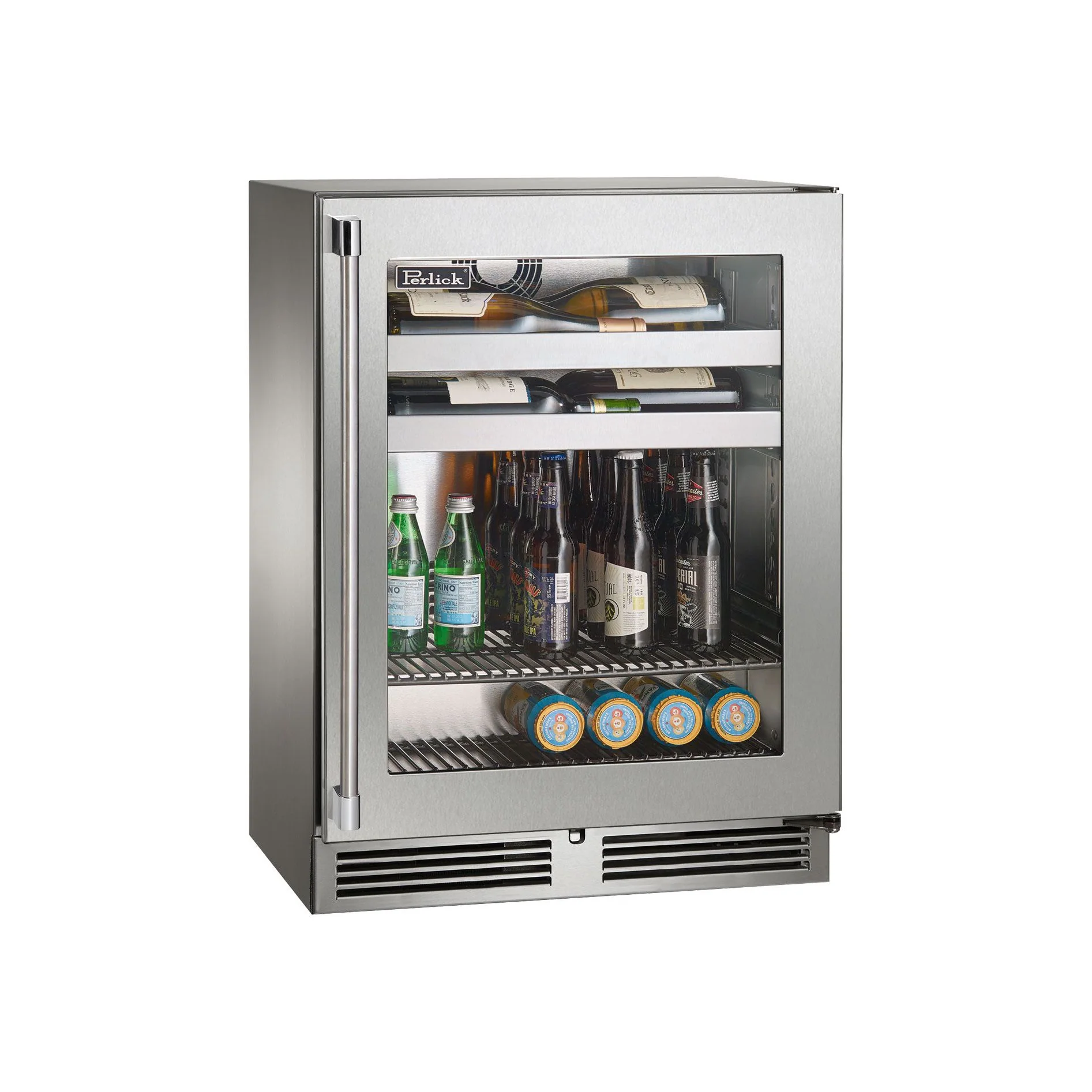 Perlick Signature Series 24" Shallow Depth Outdoor Beverage Center with Fully Integrated Panel-Ready Glass Door Hinge Left