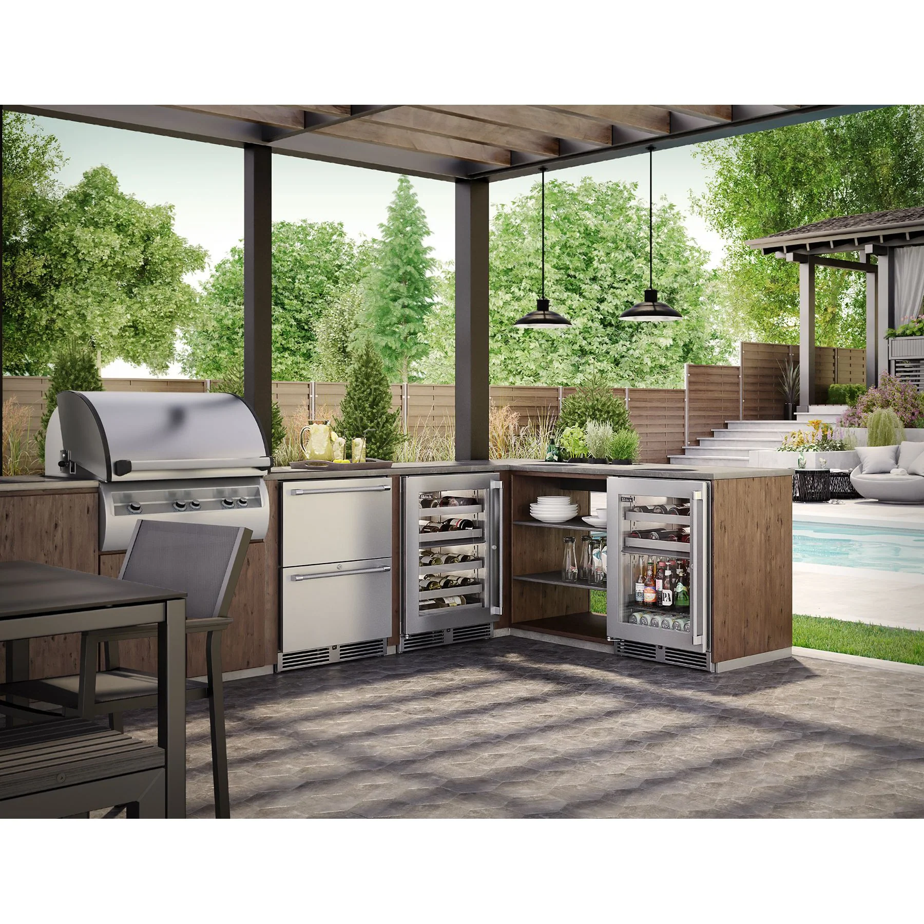 Perlick Signature Series 24" Stainless Steel Outdoor Dual-Zone Freezer/Refrigerator Drawers - Image 3