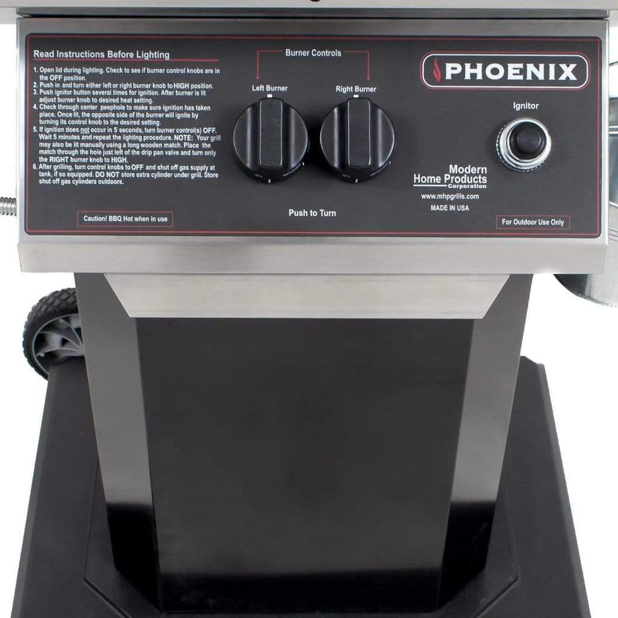 Phoenix Grills 52" Stainless Steel 2-Burner Natural Gas Grill on Black Aluminum Pedestal Cart - Image 5