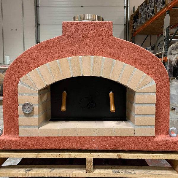 ProForno Mediterranean PRO 30" Native Red Traditional Wood Fired Brick Pizza Oven with Matte Black Door
