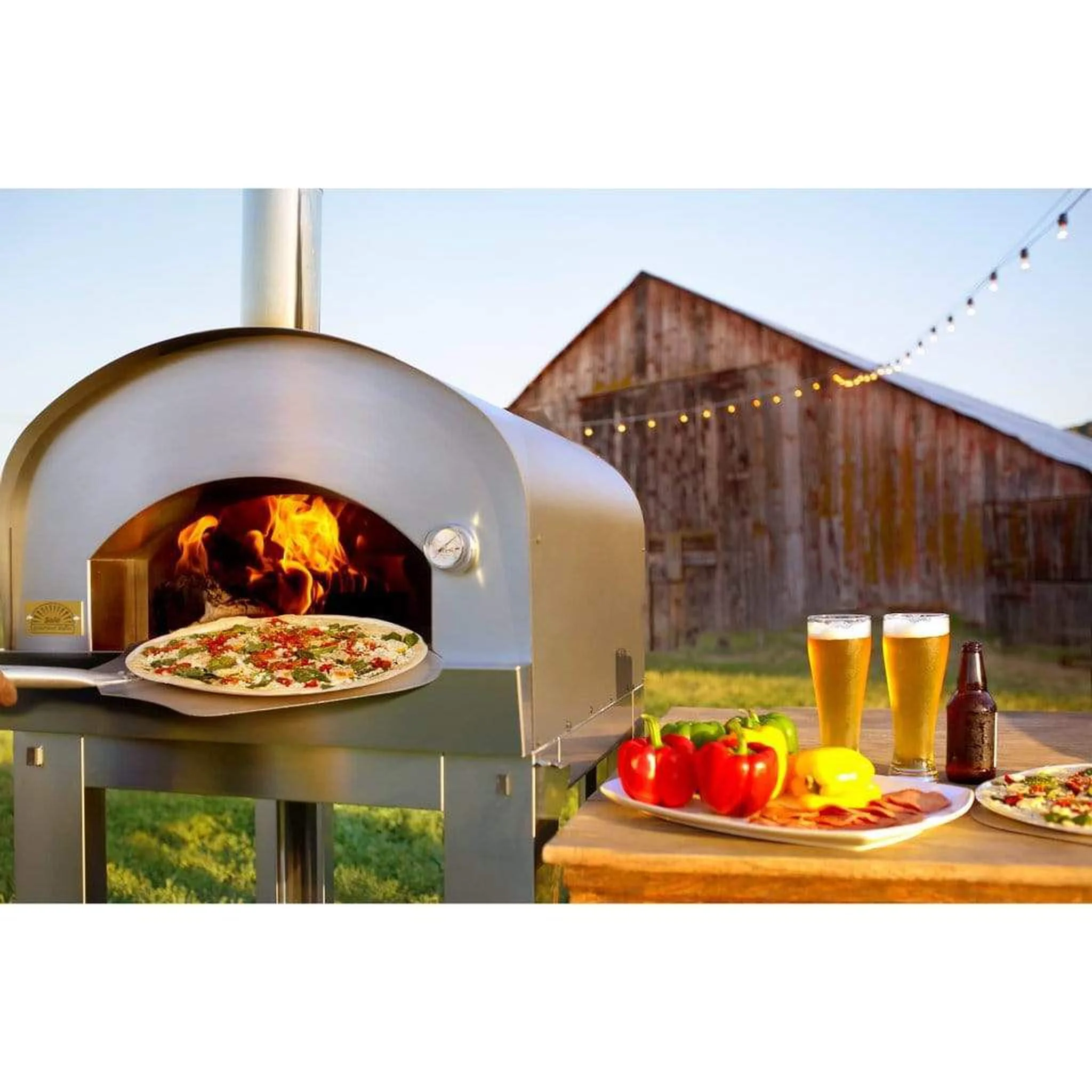 Sole Gourmet Italia 24" x 32" Wood-Fired Pizza Oven and Cart Package - Image 6
