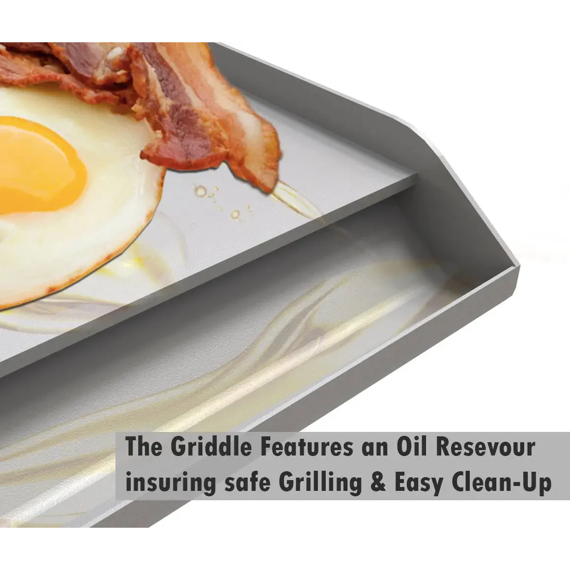 Sunstone 10" Wide Stainless Steel Griddle with Oil Reservoir - Image 4