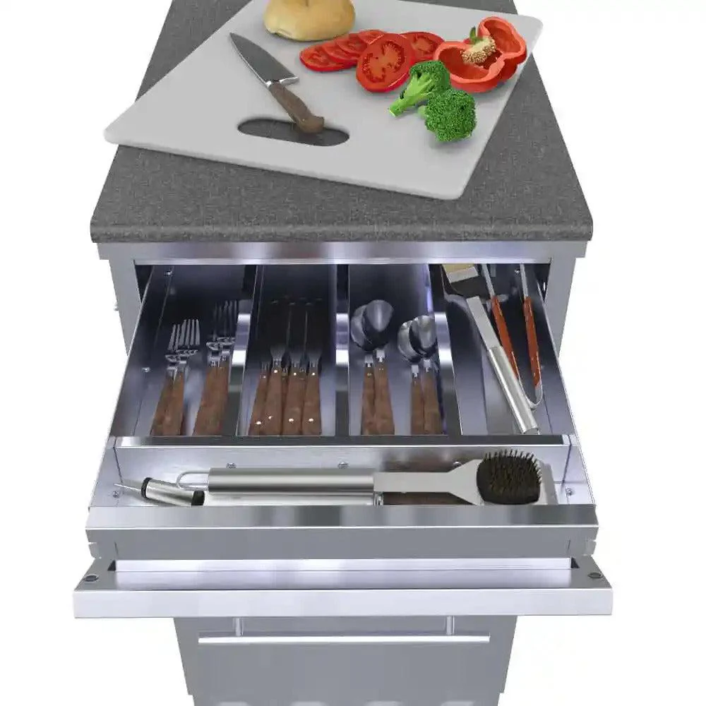 Sunstone 18" Stainless Steel Combo Paper Towel Holder/Cutlery Drawer & Insulated Ice Chest Dry Storage - Image 2