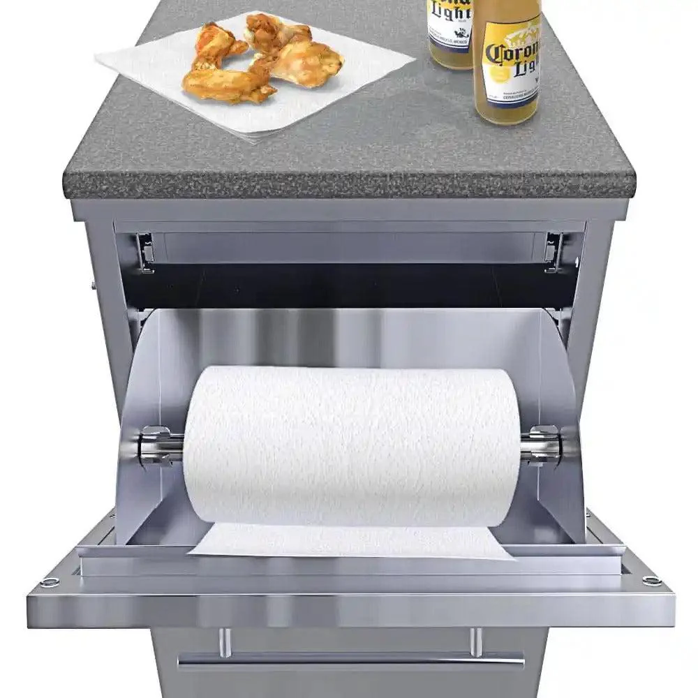 Sunstone 18" Stainless Steel Combo Paper Towel Holder/Cutlery Drawer & Insulated Ice Chest Dry Storage - Image 3