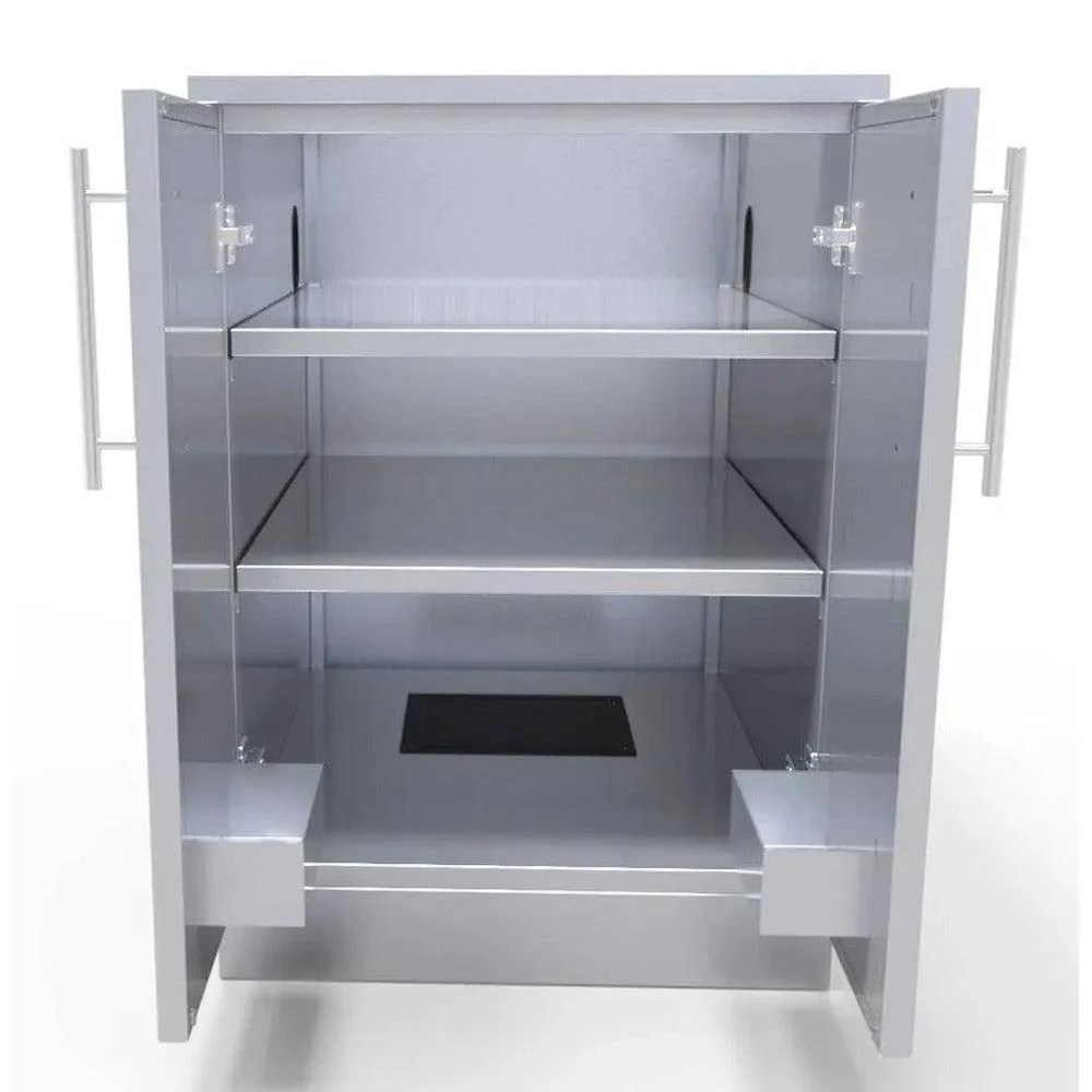 Sunstone 24" Stainless Steel Full Height Double Door Base Cabinet w/Two Shelves & Door Pockets - Image 5