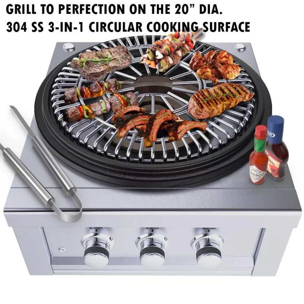 Sunstone 24" Stainless Steel Power Cirque Propane Burner with Flat-Top Griller - Image 3
