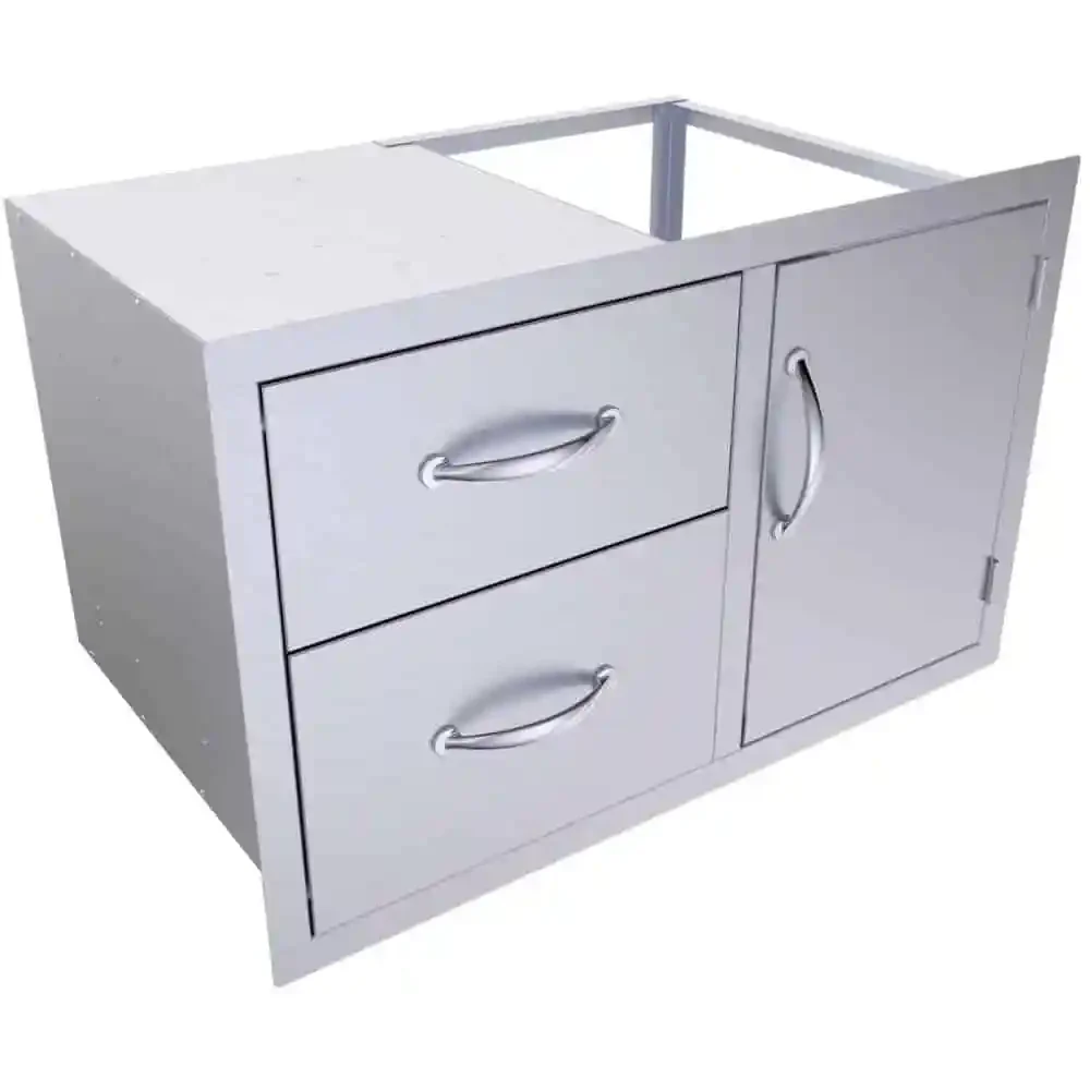 Sunstone Classic Series 36" Stainless Steel Flush Style Double Drawer and Door Combo - Image 2