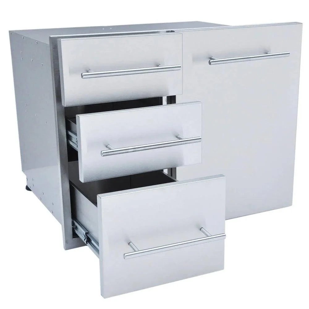 Sunstone Designer Series 30" Stainless Steel Liquid Propane Combo Triple Drawer - Image 2