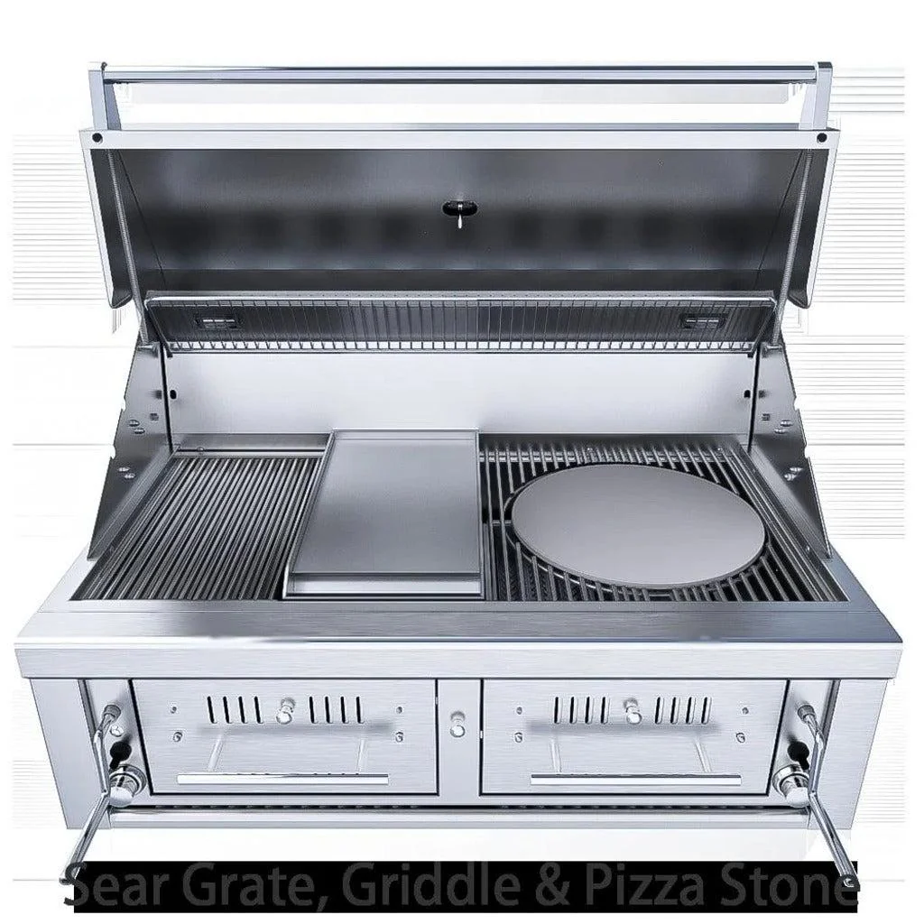 Sunstone Emerald Series 42" Stainless Steel Gas-Hybrid Dual Zone 2 Burner Charcoal/Wood Burning Natural Gas Grill - Image 3