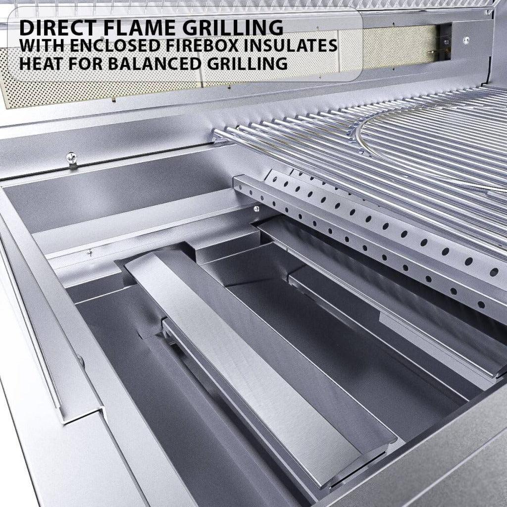 Sunstone Ruby Series 36" 4-Burner Pro-Sear Stainless Steel Drop-In Natural Gas Gas Grill with IR Burner, Rotisserie and LED Lights - Image 4