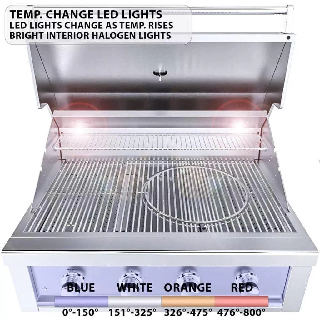 Sunstone Ruby Series 36" 4-Burner Pro-Sear Stainless Steel Drop-In Natural Gas Gas Grill with LED Lights - Image 8