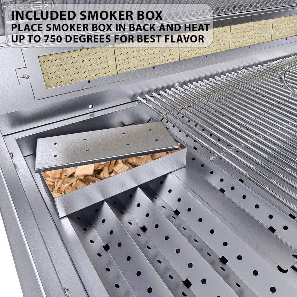 Sunstone Ruby Series 42" 5-Burner Pro-Sear Stainless Steel Drop-In Natural Gas Gas Grill with IR Burner, Rotisserie and LED Lights - Image 7