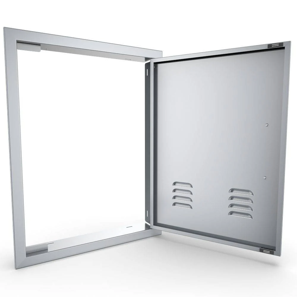 Sunstone Signature Series 17" x 24" Stainless Steel Beveled Frame Right Swing Vertical Vented Door - Image 4