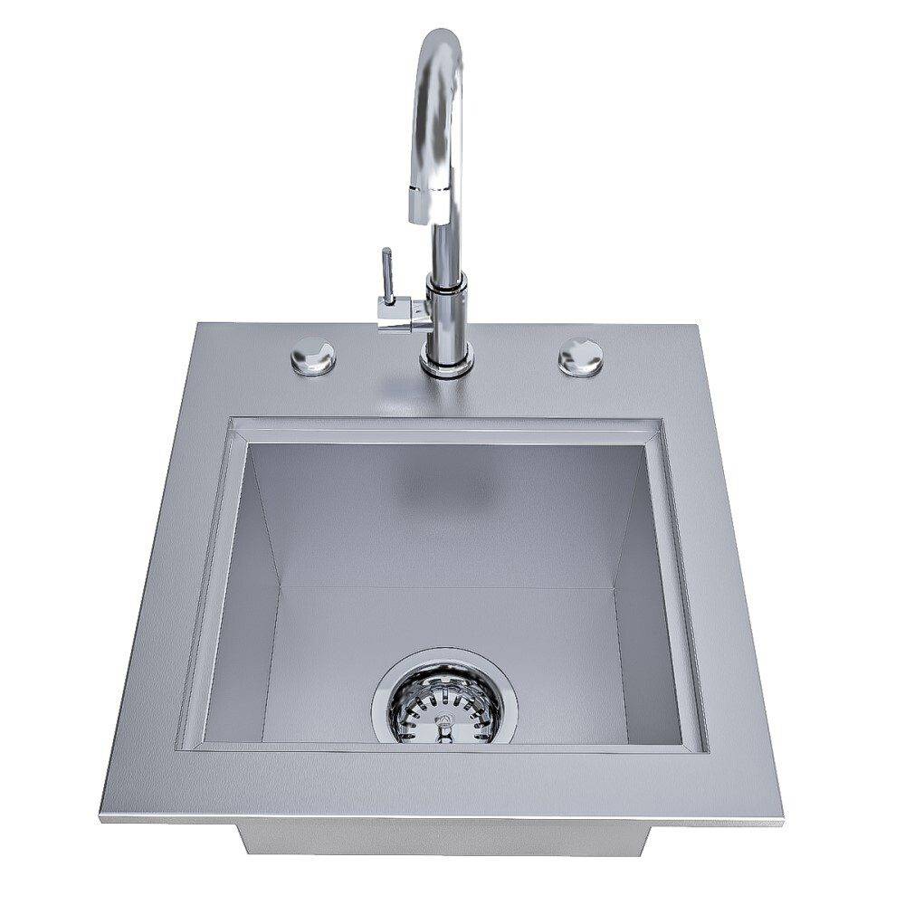 Sunstone Texan Series 15" Stainless Steel Bar Sink with Faucet - Image 2