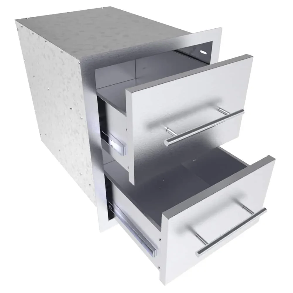 Sunstone Texan Series 16" Stainless Steel Double Drawer with Ample Storage - Image 2