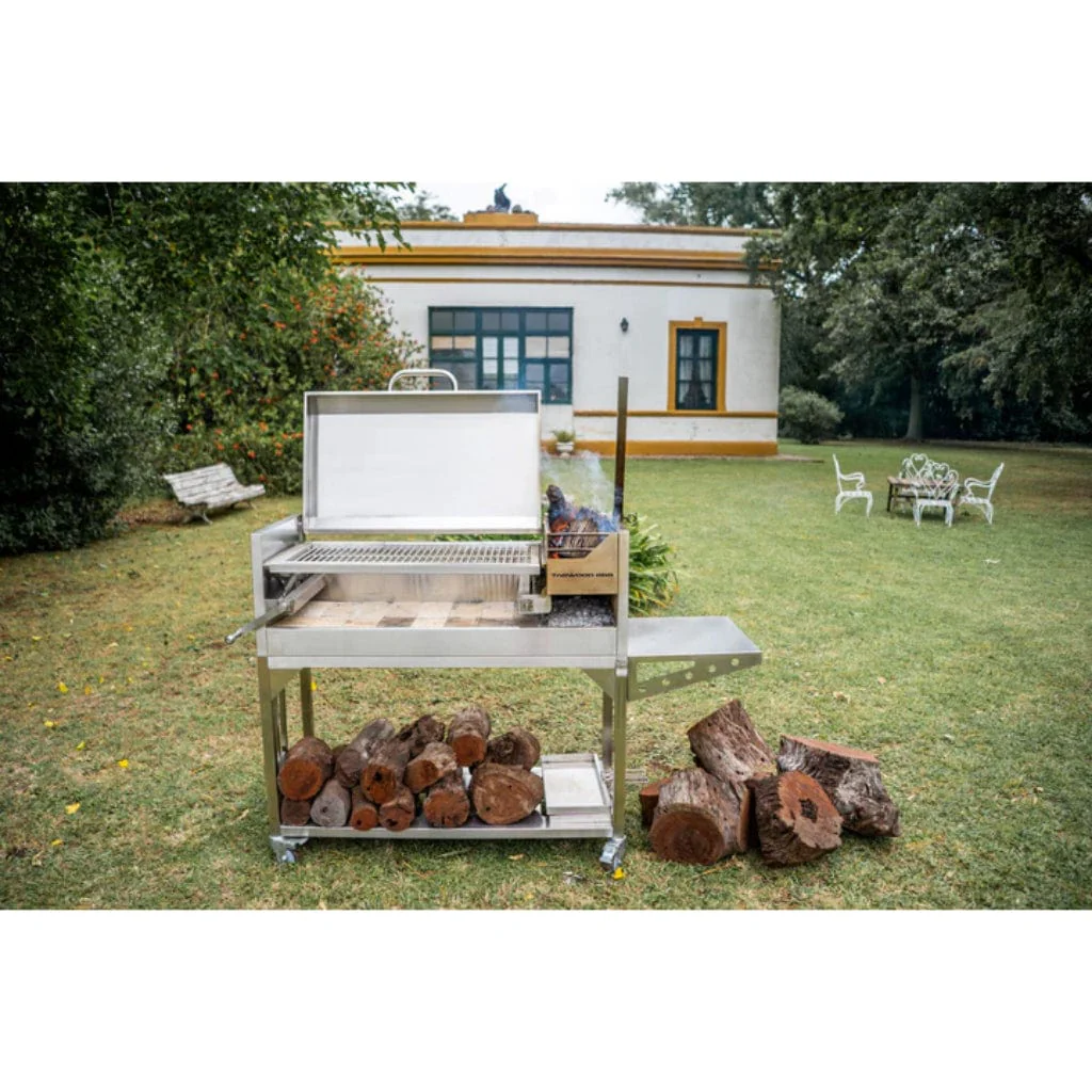 Tagwood BBQ 67" BBQ01SS All Stainless Steel Argentine Santa Maria Wood Fire & Charcoal Grill w/ Top Lid - Image 17