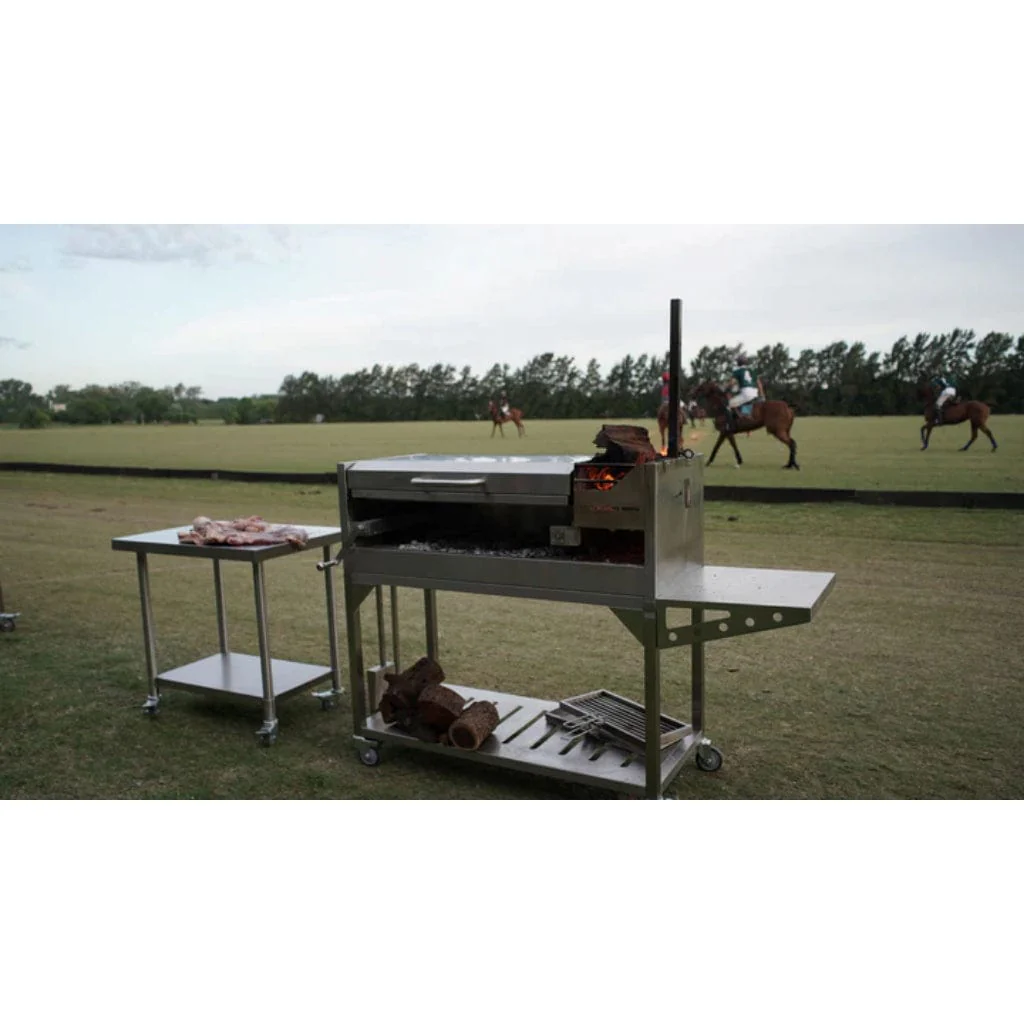 Tagwood BBQ 67" BBQ01SS All Stainless Steel Argentine Santa Maria Wood Fire & Charcoal Grill w/ Top Lid - Image 18