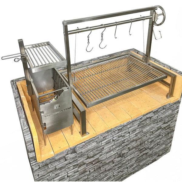 Tagwood BBQ Argentine Santa Maria BBQ09SS 40" Insert Style Stainless Steel Wood Fire and Charcoal Gaucho Grill With Round Grate and Frontal Wheel Height Adjustable System - Image 12