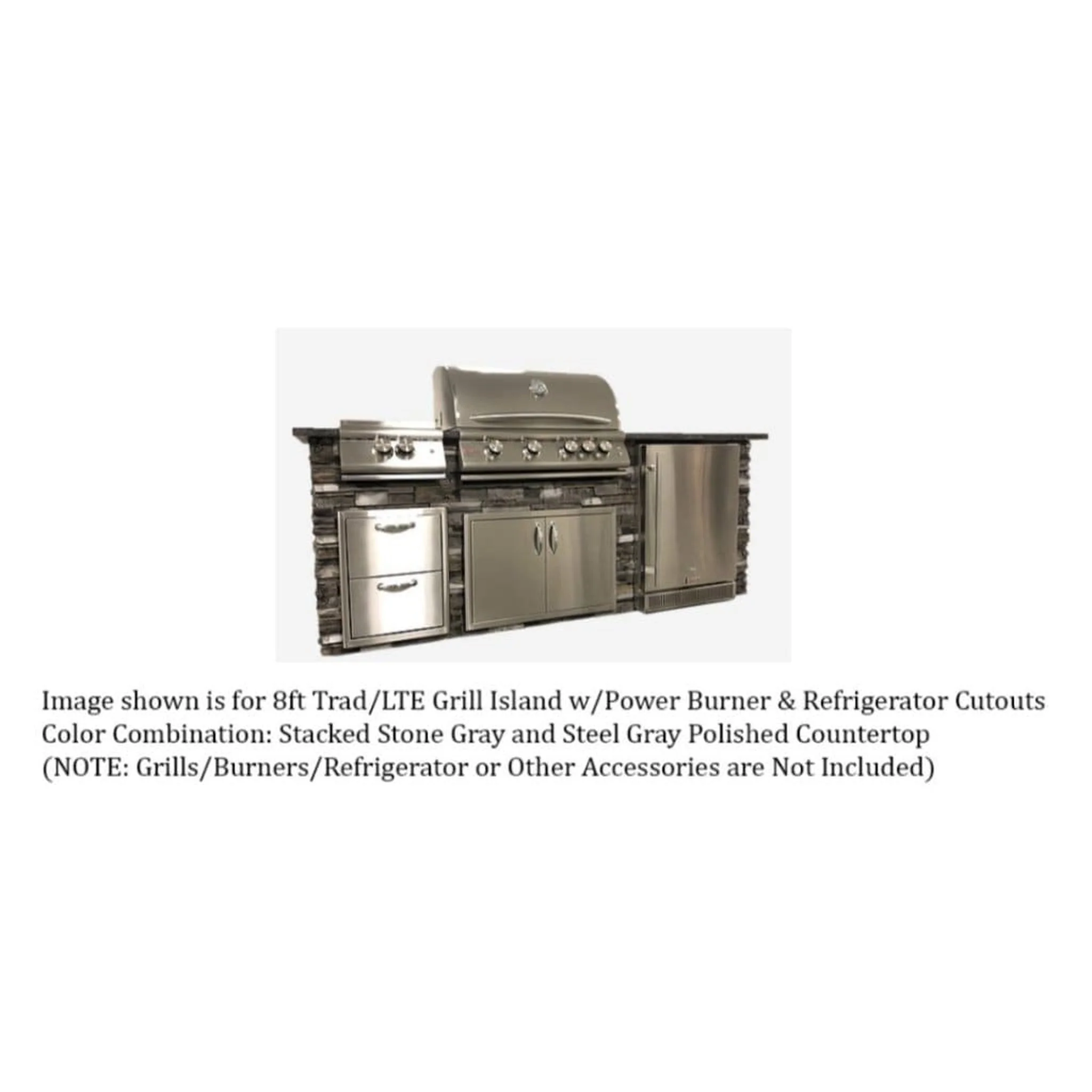 Tru Innovative 8ft B28011302C Traditional LTE Grill Island with Countertop Overhang Cut - Image 2