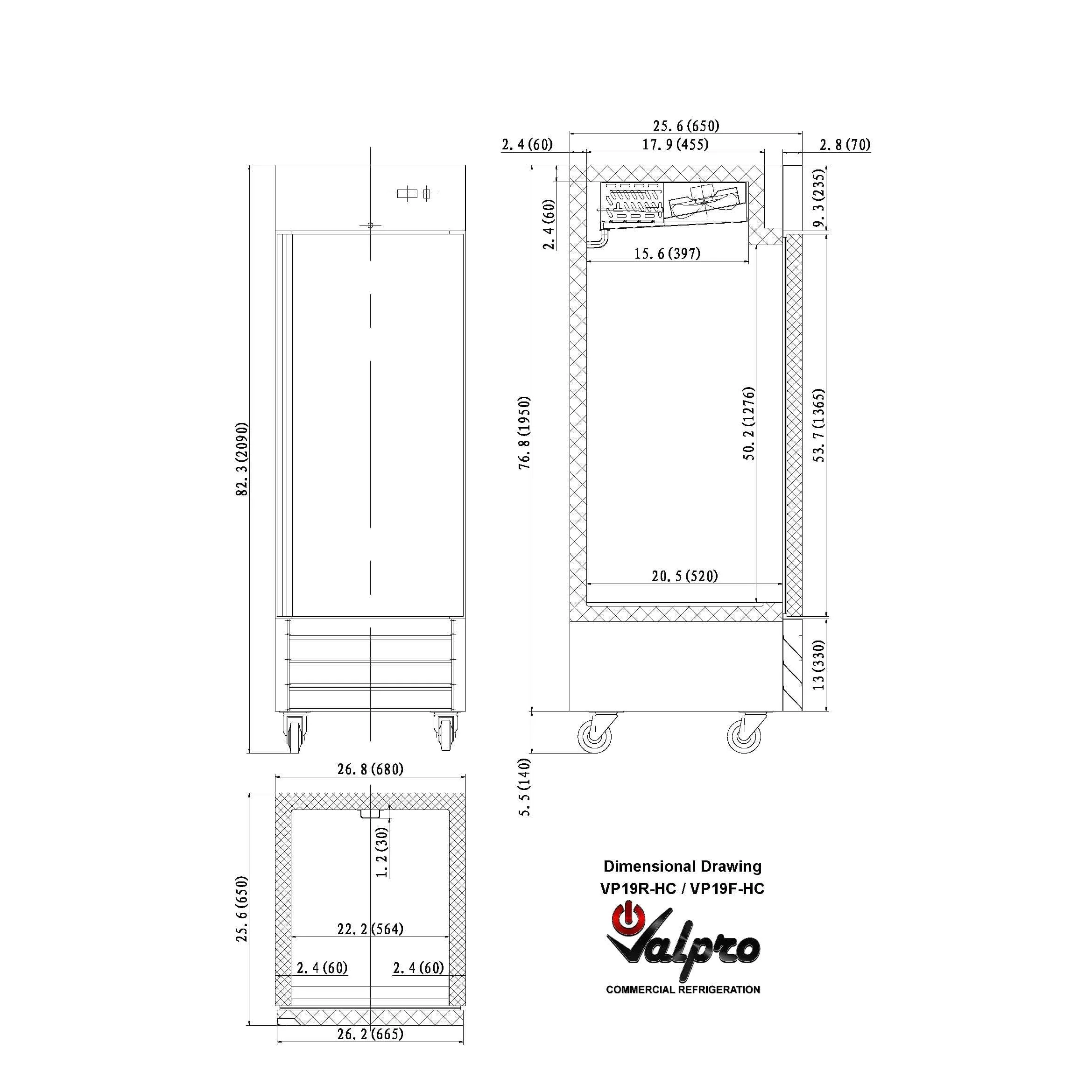 Valpro 19 cu.ft. Stainless Steel Reach-In Single Solid Door Freezer - Image 3