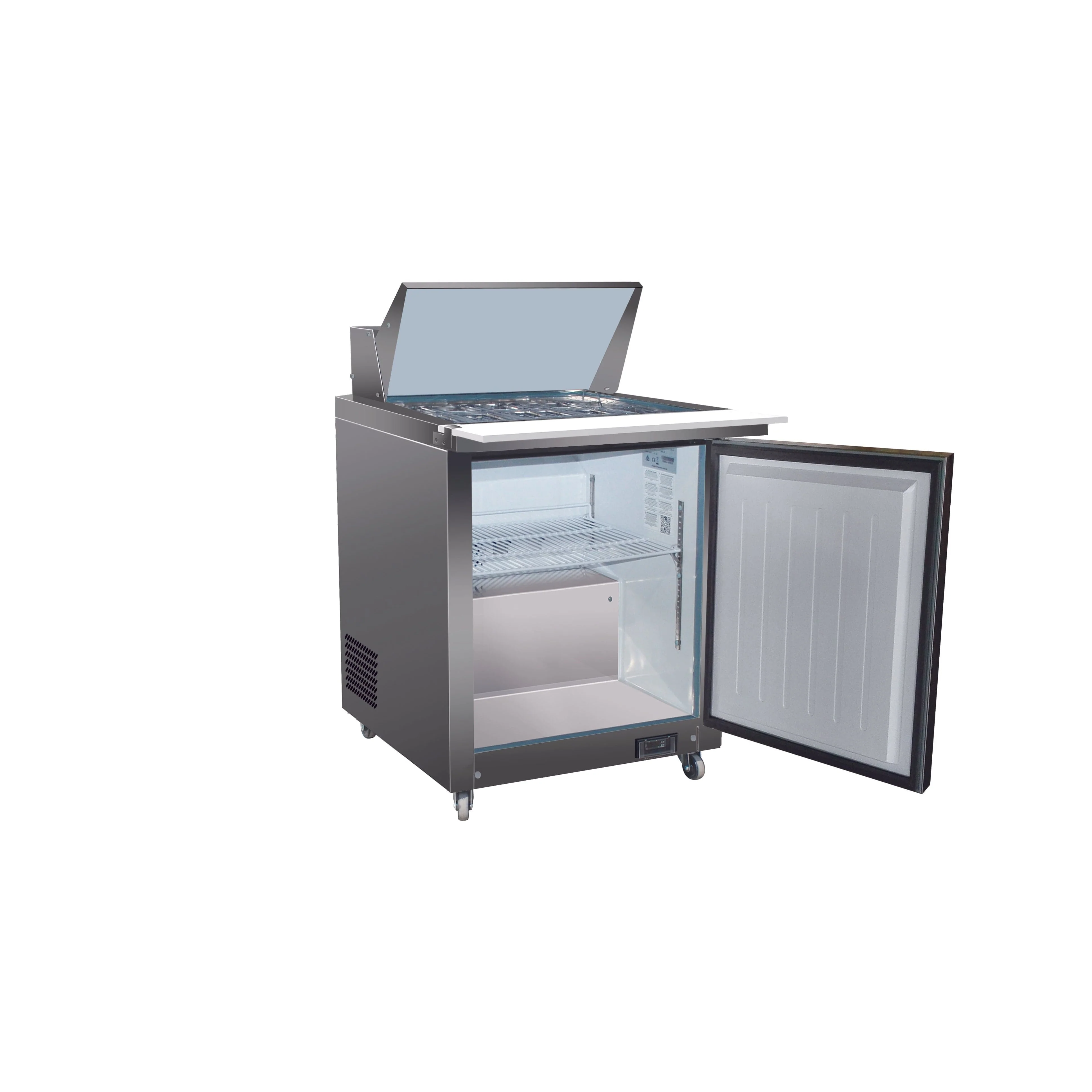 Valpro 29" x 35" Stainless Steel Single Solid Door Refrigerator With 12-Pan Food Preparation Mega Table Top - Image 2