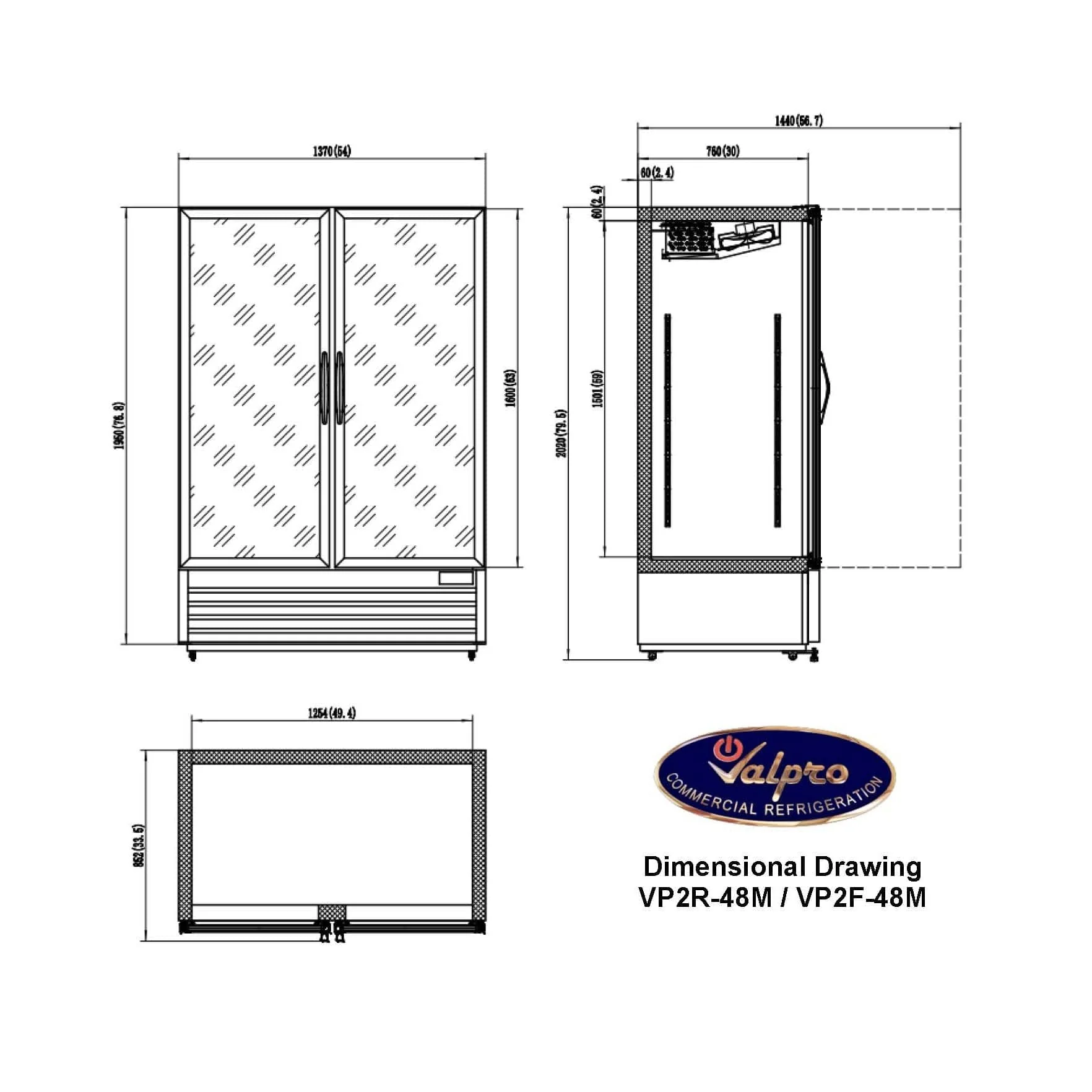 Valpro 48 cu.ft. Merchandiser Freezer With 2 Swing Full Glass Doors - Image 2