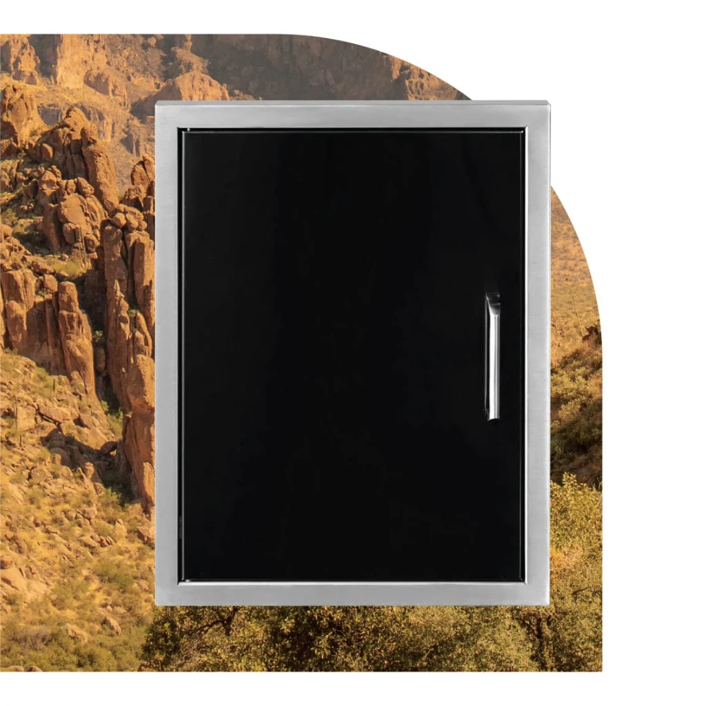 Wildfire 16" x 22" Black Stainless Steel Outdoor Vertical Single Door - Image 2
